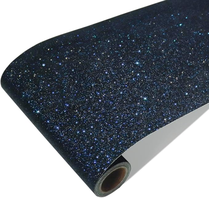 CRE8TIVE Black Blue Glitter Wallpaper Stick and Peel 8"x354" Glitter Wallpaper by CRE8TIVE