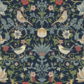 FunStick 17.5"x354" Dark Blue William Morris Wallpaper Vintage Antique Leaves by FunStick
