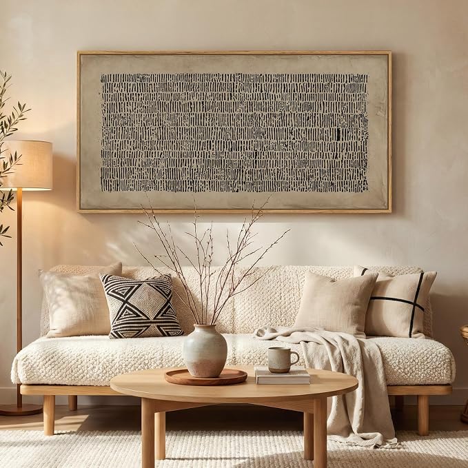 Large Framed Abstract Wall Art for Living Room, Neutral Wabi Sabi Black Brown - Image 8