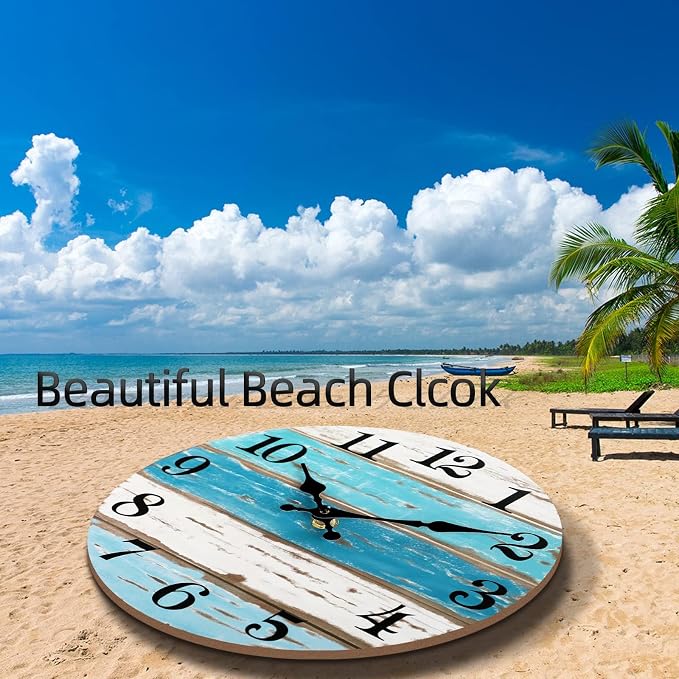 CHYLIN Wall Clock Beach Decor 12 Inch Coastal Nautical Ocean Clocks - Image 7