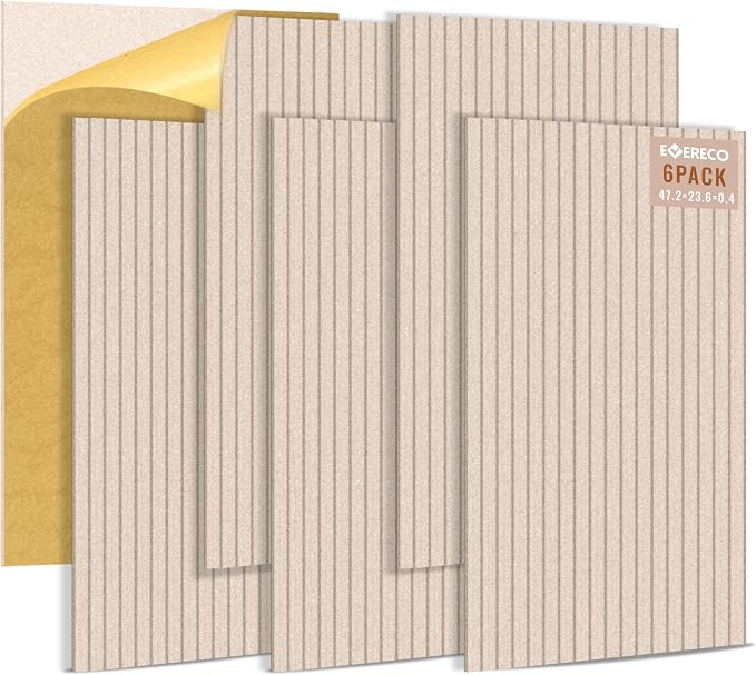 EVERECO 6 Pack Large Acoustic Panels, 47.2×23.6×0.4 inches, Soundproof Panels by Unknown