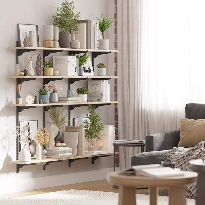 Wallniture Turin 60" Long Wall Bookshelf, Floating Shelves - Image 5