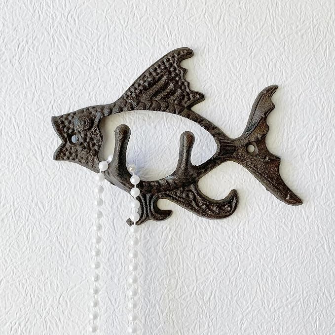 Rustic Fish-Shaped Decorative Wall Hook Rack Hangers - Image 4
