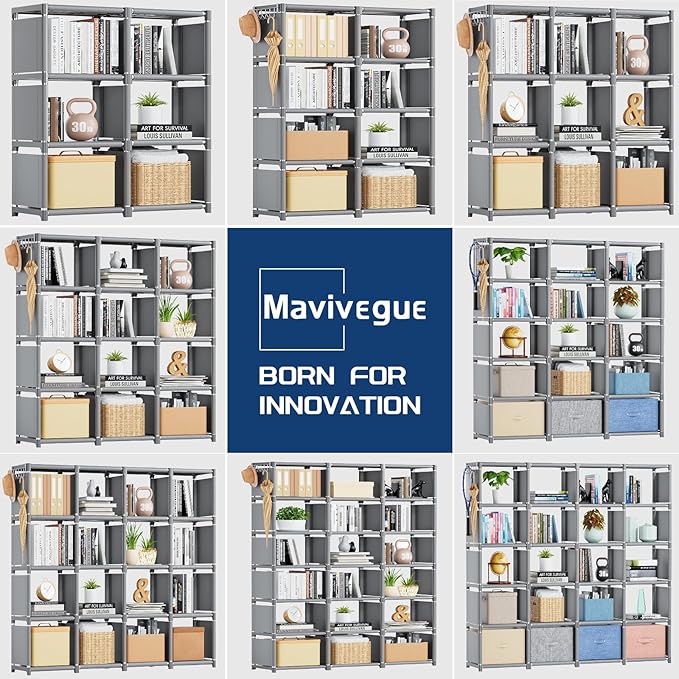 Mavivegue Book Shelf, 16 Cube Storage Organizer, DIY Bookcase, Metal Cube - Image 7