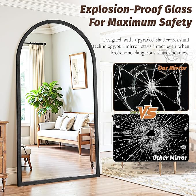 Full Length Mirror 76"×41" Floor Mirror Standing Tall Mirror, Arched Stand up - Image 6