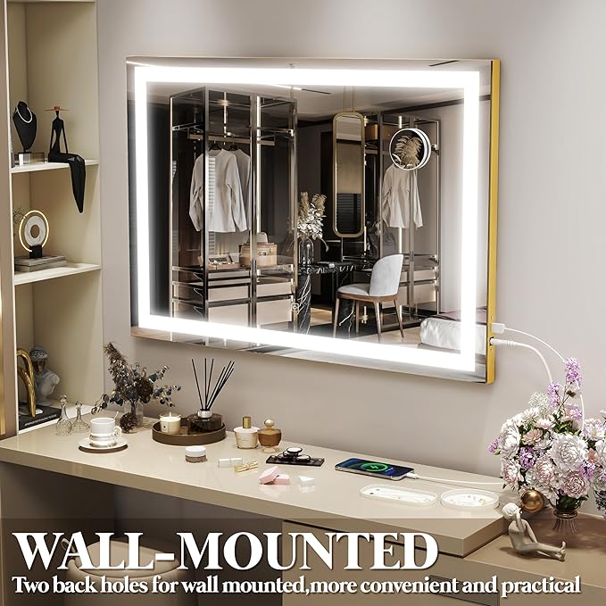 FENNIO Vanity Mirror with Lights 32"x22", Lighted Makeup Mirror, Large Vanity - Image 5