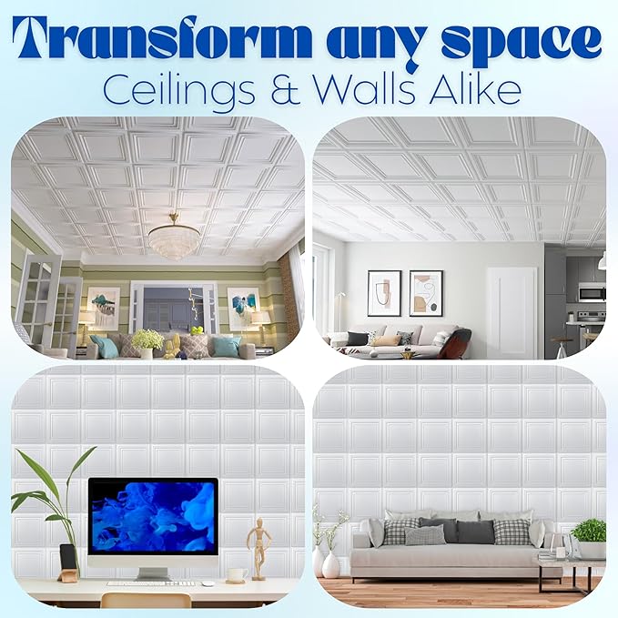 Art3d 12-Pack PVC Drop Ceiling Tiles, 2ft x 2ft, Bright White Finish - Image 5