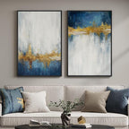 Framed Blue and White Abstract Wall Art by MXART