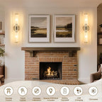 Morauroral Sand Nickel Battery Operated Wall Sconces Set of Two, Rechargeable - Image 3