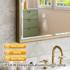 Gold Bathroom Mirror, 30x36 Brushed Gold Bathroom Mirror Beveled Edge, - Image 4