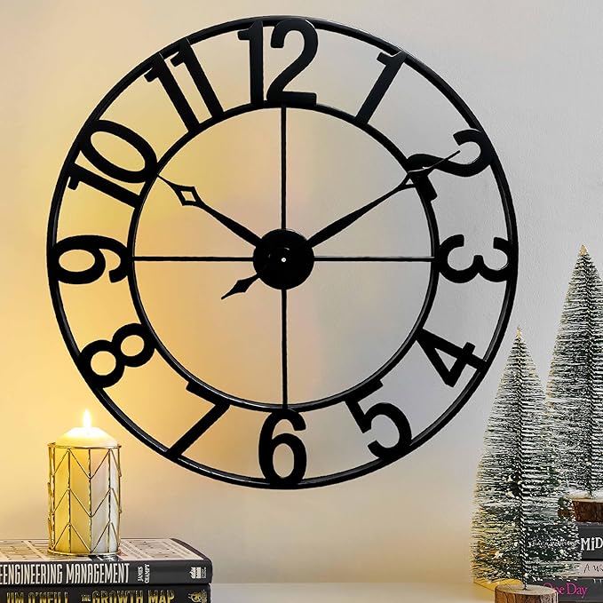 CLXEAST 30 Inch Wall Clocks for Living Room Decor, Oversized Large Black Metal by CLXEAST
