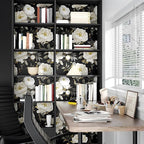 Laatse Dark Floral Wallpaper Peel and Stick Boho Wallpaper 17.5in x393in White - Image 3