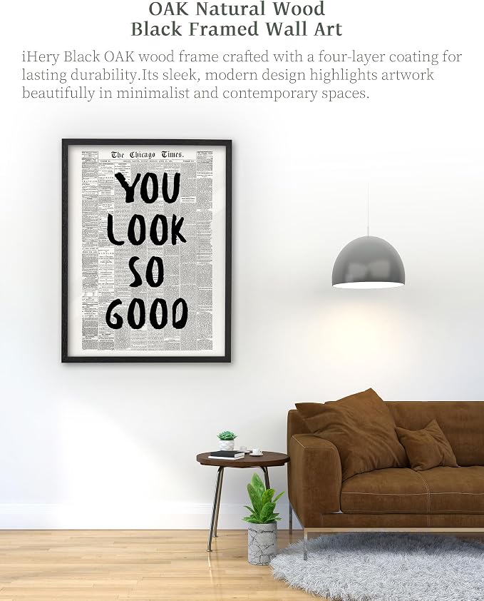 iHery Premium Natural Black OAK Wood 12x16in You Look So Good Trendy - Image 2