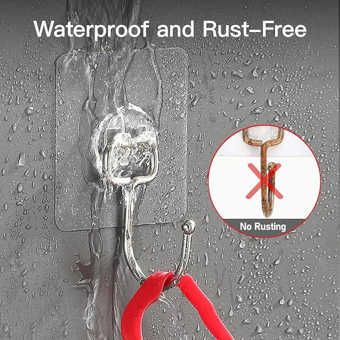 Large Adhesive Hooks for Hanging Heavy-Duty 44Ib 30 Packs, Wall Hangers without - Image 3