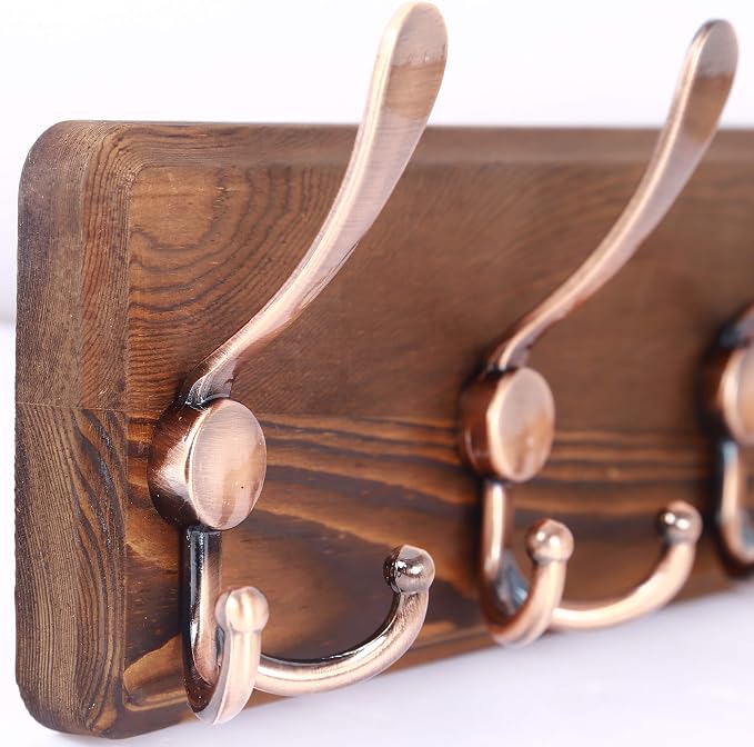 SKOLOO Rustic Pine Wood Wall Coat Rack - Image 5