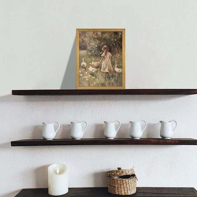 Wood Framed Canvas Wall Art, Vintage Girl - Image 9