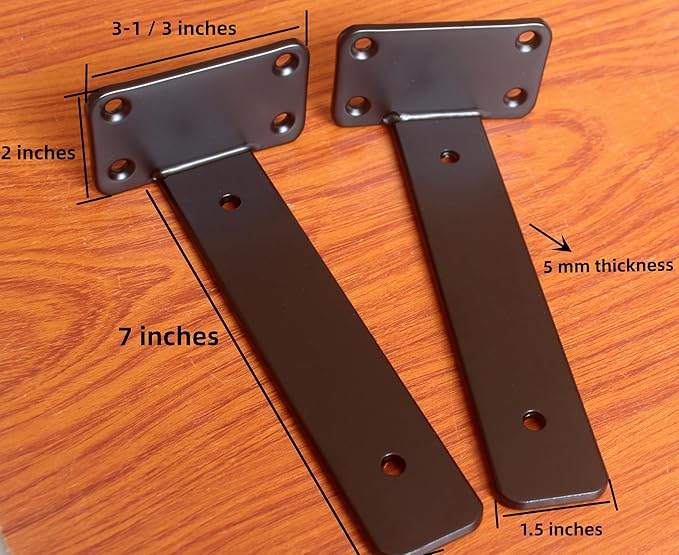 8 Pack - 7 inch Black Hidden L Shelf Bracket Iron Floating Shelf Brackets - Image 2