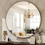 HARRITPURE Round Mirror 30 Black Wall Mounted Circle Mirrors Vanity Mirror by HARRITPUREHome