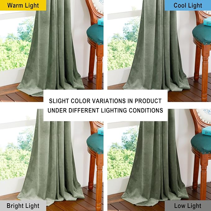 NICETOWN Super Soft Velvet Curtains 63 inches, Sound Reducing Cold Heat - Image 4