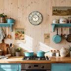 VIKMARI 14 Inch Wooden Wall Clock Battery Operated Retro Rustic Decorative Clock - Image 5