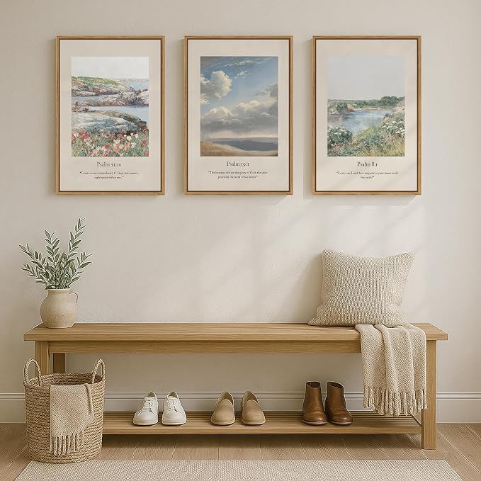 Framed Christian Wall Art for Living Room, Vintage Psalm Scripture Wall Decor - Image 3