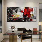 Extra Large Framed Red Black and White Abstract Wall Art - Image 6