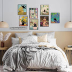 SEHSUVC Funny Black Cat Canvas Wall Art Set of 9, Vintage Van Gogh Black Cat - Image 5