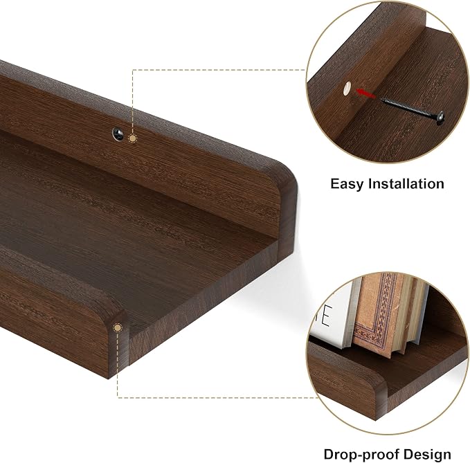 Love-KANKEI 36 Inch Long Floating Shelves Wall Mounted Set of 2, Large Wood - Image 6
