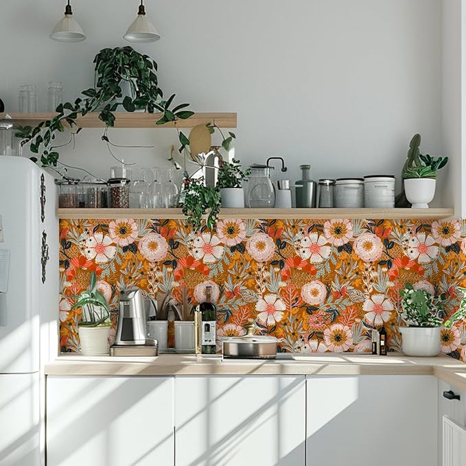 HAOKHOME Boho Peel and Stick Wallpaper Floral Wall Paper Removable - Image 6