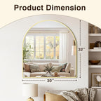 Vanity Bathroom Mirror for Wall, 32”x30” Arched Bathroom Mirror for Over Sink - Image 3