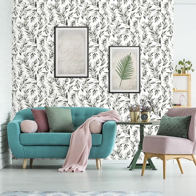 Livebor Green Leaf Peel and Stick Wallpaper Olive Leaf Contact Paper 17.7inch x - Image 8