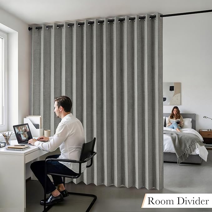 RYB HOME Accordion Style Room Divider Curtain-100% Blackout Folding Accordion - Image 9