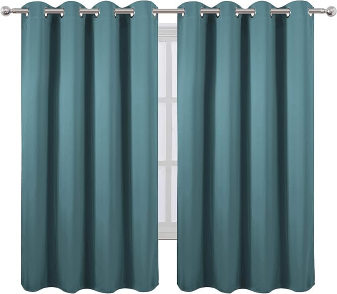 LEMOMO Sea Teal Thermal Blackout Curtains/52 x 72 Inch/Set of 2 Panels Room - Image 2