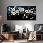 Suconvng Black Wall Art Minimalist Canvas Wall Art Decor White Flower Wall Art - Image 6