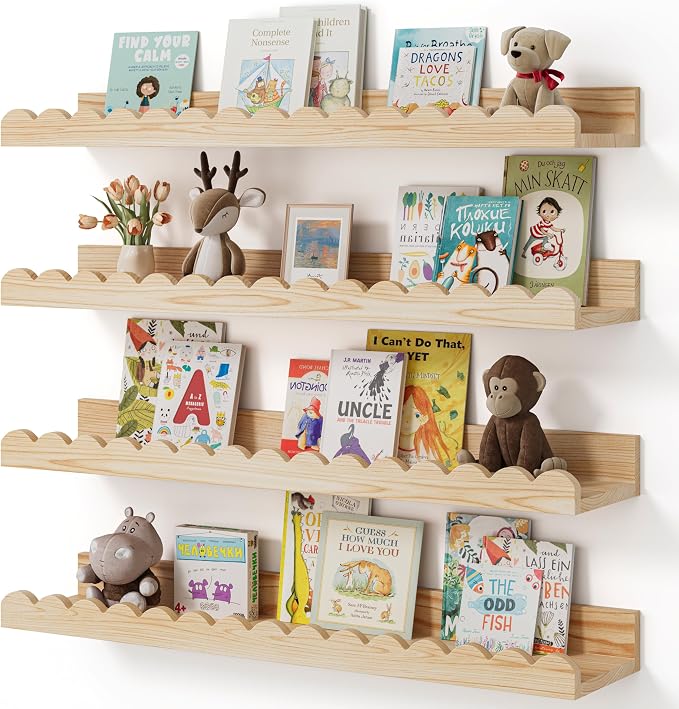 Shario Nursery Book Shelves, Scalloped Shelves, Wall Book Shelves by Shario