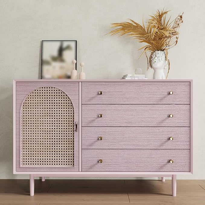 CRE8TIVE Pale Pink Grasscloth Wallpaper Textured Grasscloth Peel and Stick - Image 3
