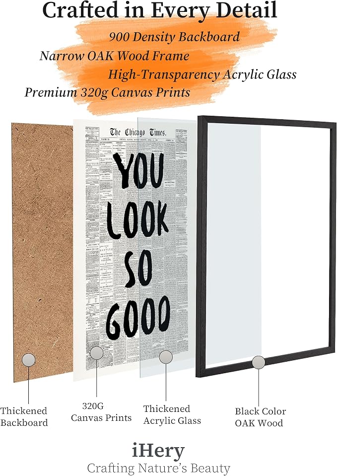 iHery Small Premium Natural Black OAK Wood 8x10in You Look So Good Trendy - Image 5