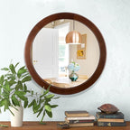 CULER Round Mirrors 30 Inch, Wood Vanity Wall Rustic Mirror - Image 8