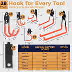 28 Pack Steel Heavy Duty Garage Hooks Storage Hooks - Image 2