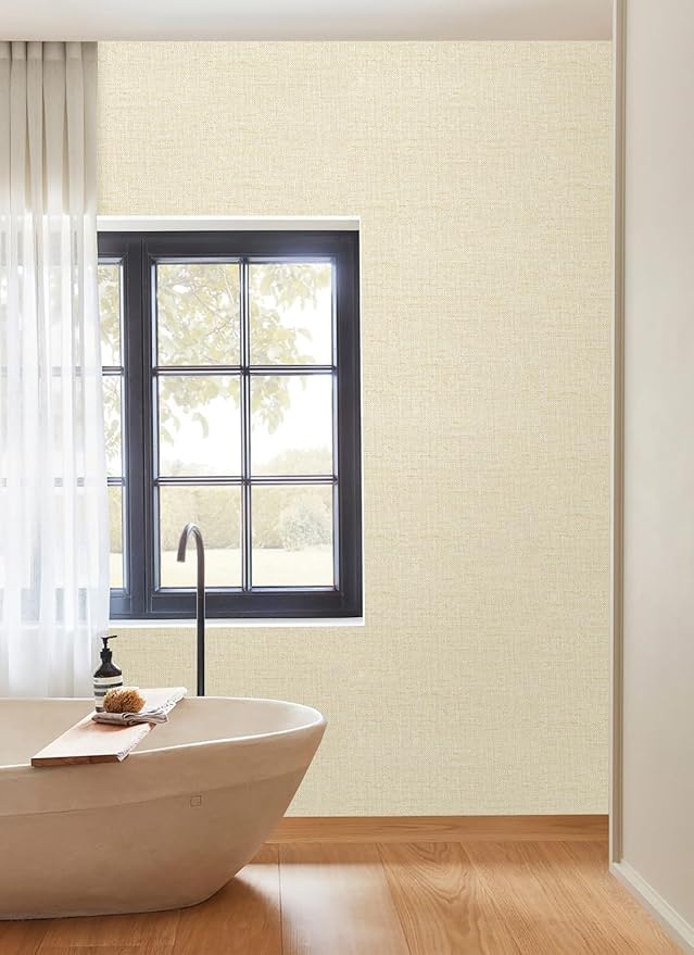 Grasscloth Peel and Stick Wallpaper Beige Contact Paper 15.7inch x 393.7inch - Image 4