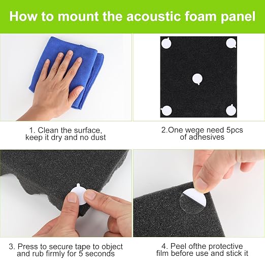 240Pcs Acoustic Foam Panels Tape, Removable Mounting Tape - Image 5