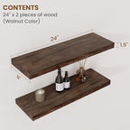 Floating Shelves for Wall Decor, 8 Inch Deep Rustic Solid Elm Wood Floating - Image 2