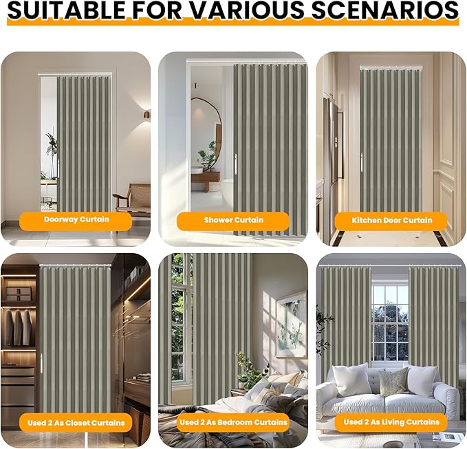 AJAZZ 100% Blackout Accordion Doors Interior Closet Curtain Doorway Curtains - Image 5
