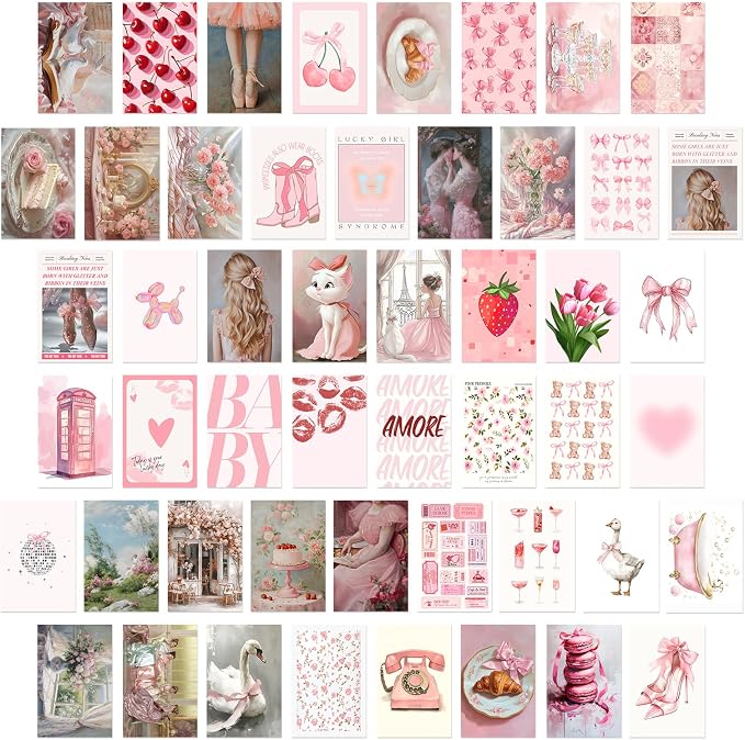 KBKBART 50Pcs Pink Coquette Room Decor Aesthetic Pictures, Cute Pictures Trendy by KBKBART