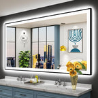 72x40 Black Framed LED Bathroom Mirror by Awandee