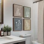 Boho Framed Botanical Wall Art for Bathroom Decor, 4 Piece Rustic Floral Canvas - Image 2