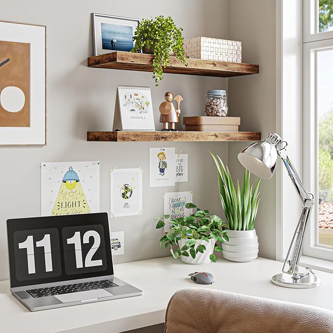 Fixwal Wood Floating Shelves for Wall, Bathroom and Kitchen, Wall Shelves for - Image 4