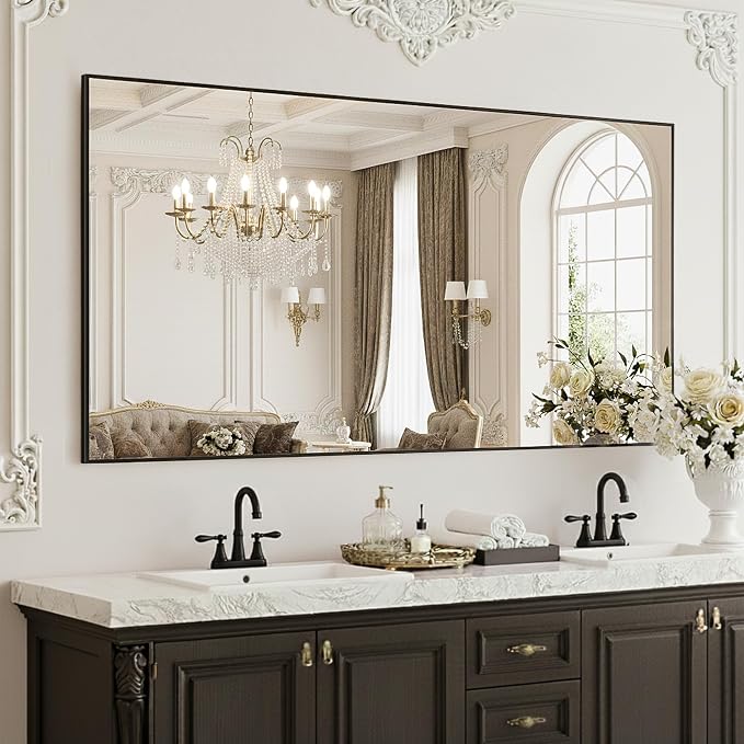 FICTOR Bathroom Vanity Mirror-Black, 55x30 Inch, Shatterproof & Anti-Rust by FICTOR