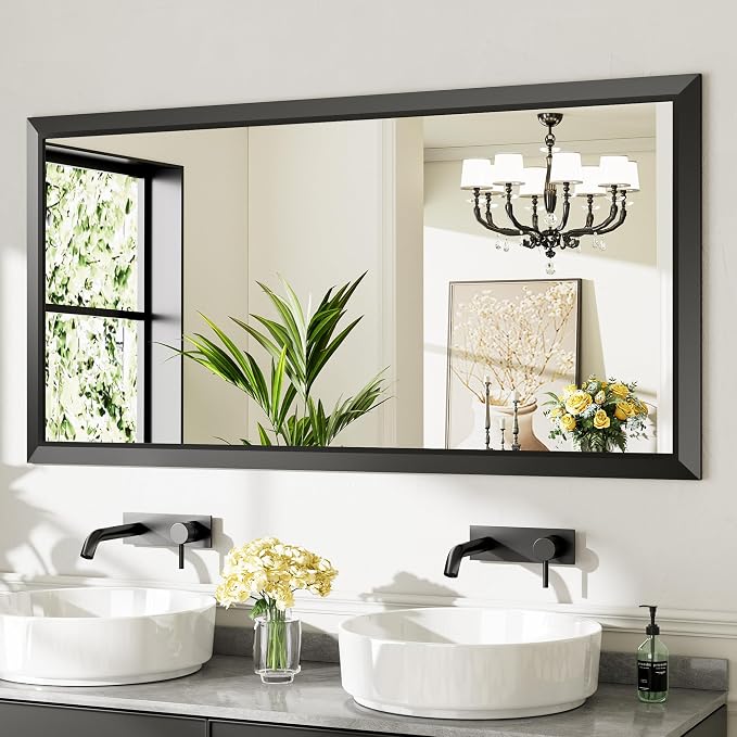 Briivue 60x30 Inch Black Bathroom Mirror by Briivuemodernmirrors