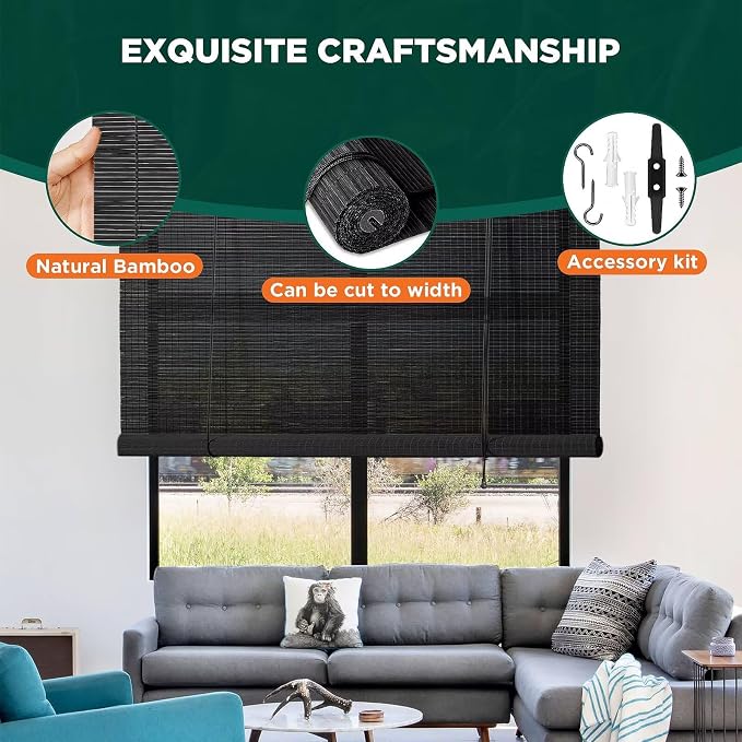 Bamboo Blinds for Interior Windows Bamboo Shades for Indoor Windows Roller - Image 3